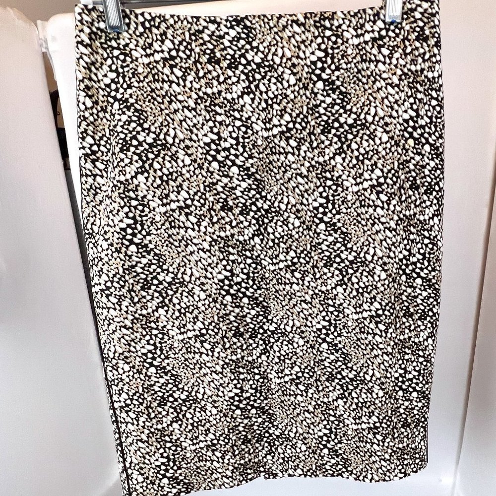 Adrianna Papell Black & White Abstract Animal Print Pencil Skirt Sz 4‎ Career